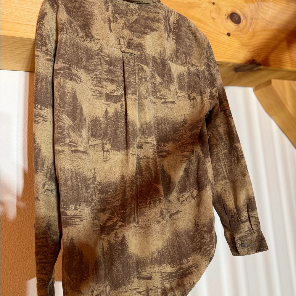 Men's Rustic Brown Patterned Button Down Shirt - image 3